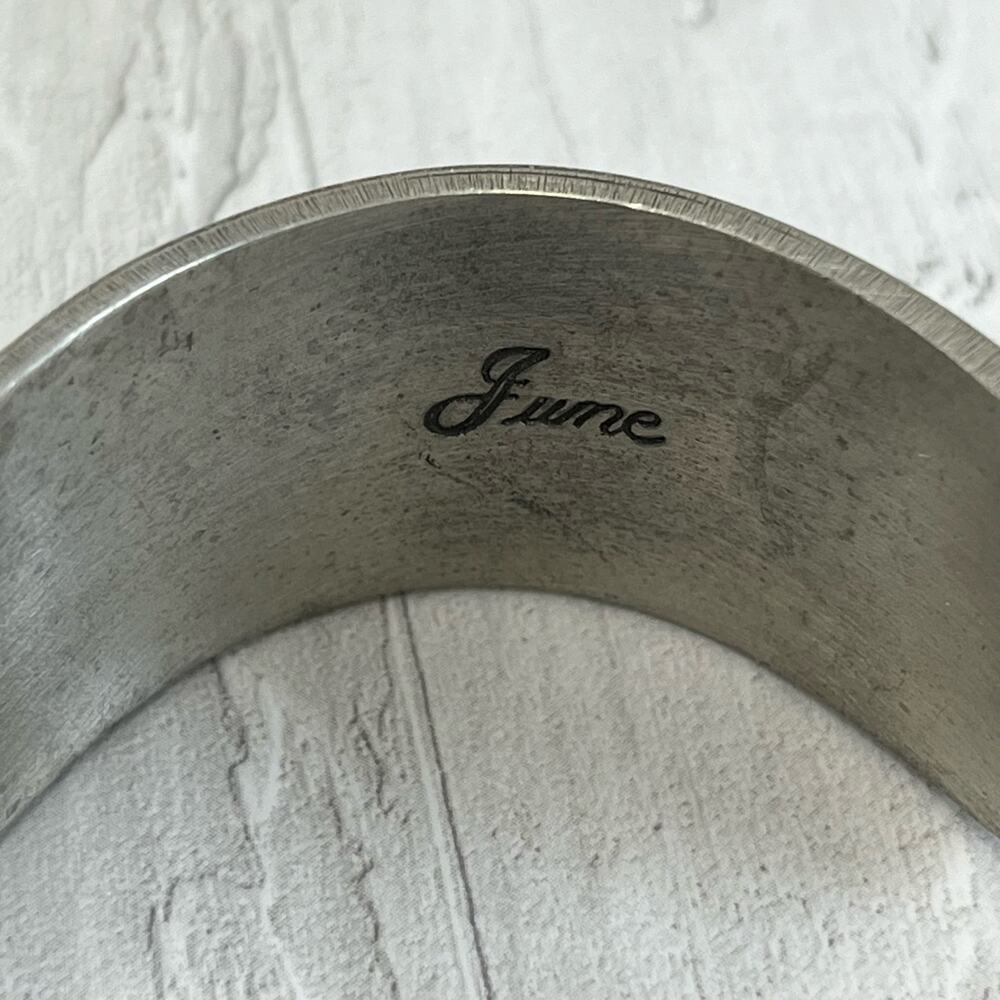 Salisbury Pewter Rose June Flower Of The Month Silver Cuff Bracelet - Picture 5 of 7